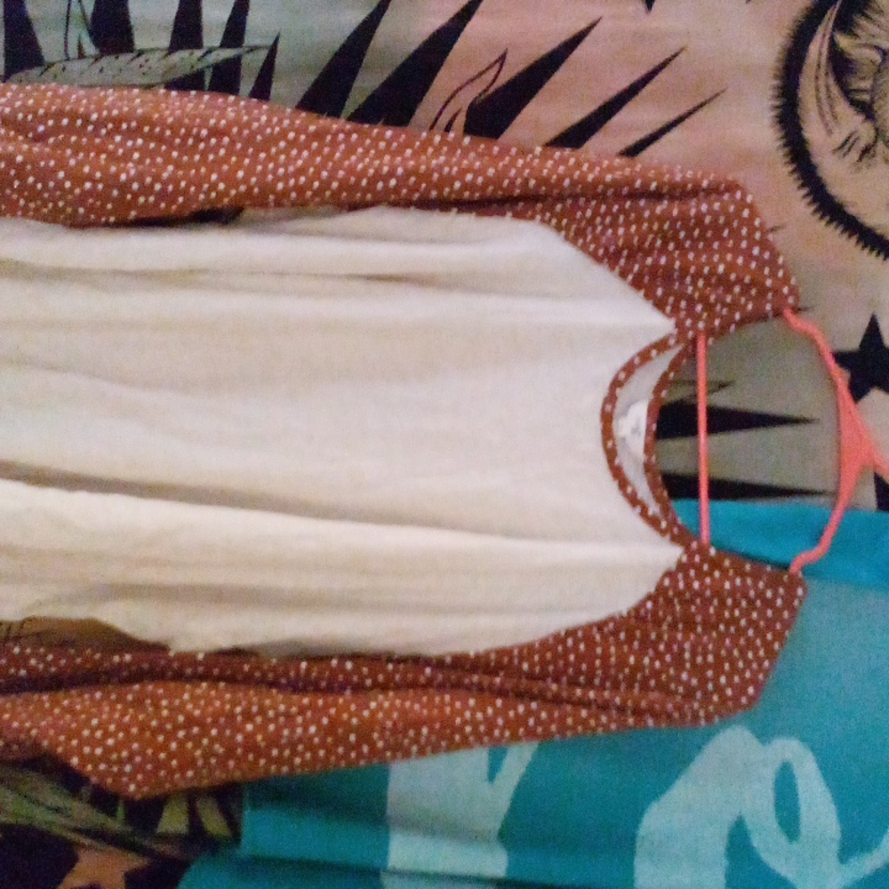 Faded Glory Brown an white polka dot cotton cami shirt size 3x
